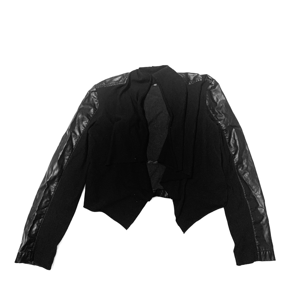 By & By Black Leather Cardigan
